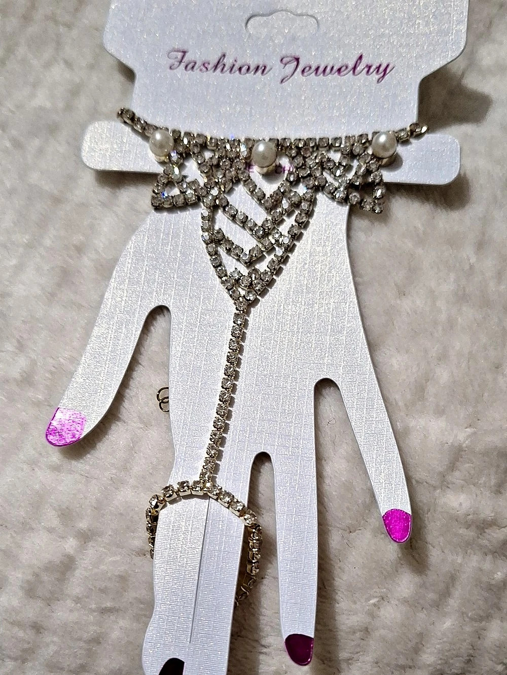 Rhinestone Hand Chain Bracelet Gold